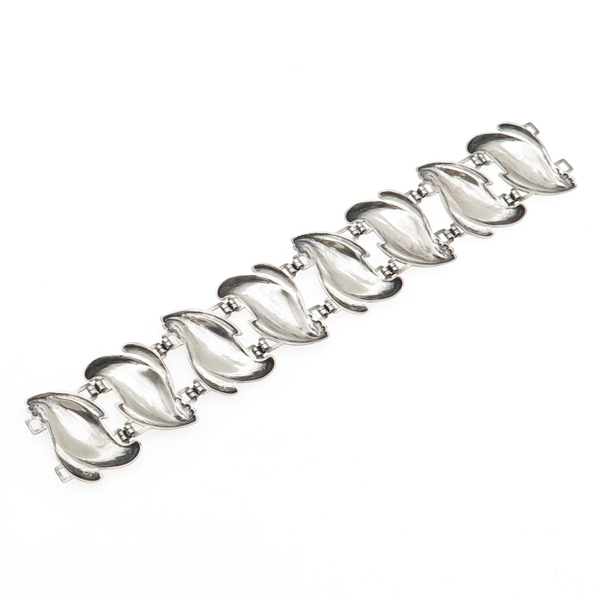 925 Sterling Silver Vintage Modernist Floral Oxidized Bracelet 7" (missing lock)