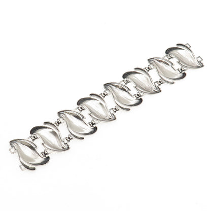 925 Sterling Silver Vintage Modernist Floral Oxidized Bracelet 7" (missing lock)