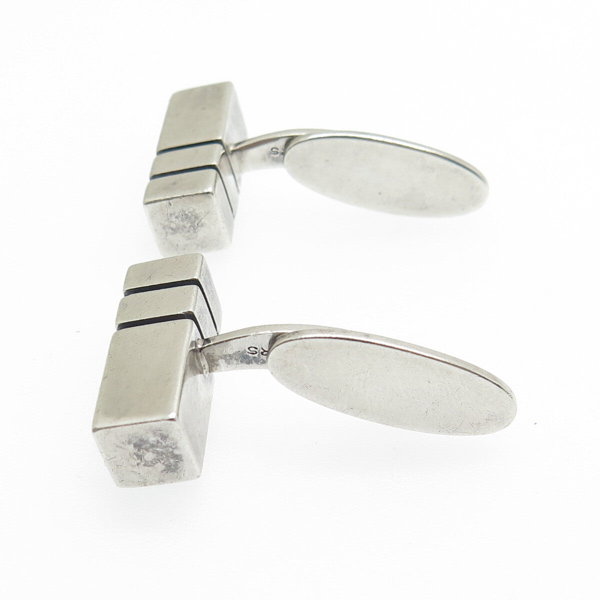 RANDERS SOLVVAREFABRIK Sterling Silver Vintage Denmark Modernist Bar Cufflinks