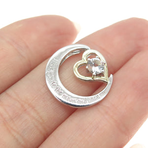 HAN Sterling 2-Tone White Topaz "I love you to the moon and back" Slide Pendant