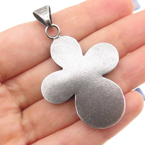 925 Sterling Silver Vintage Italy Modernist Floral Cross Oxidized Pendant