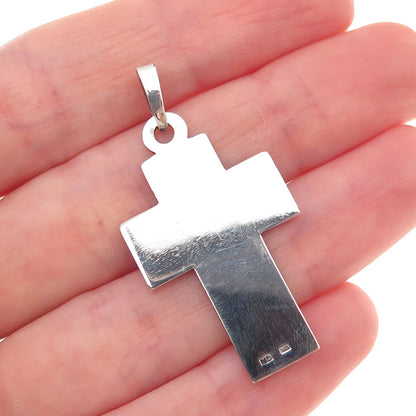925 Sterling Silver Vintage Orthodox Cross Oxidized Charm Pendant