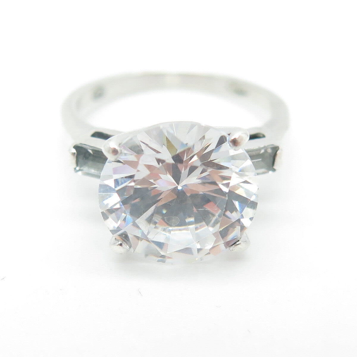 LAUREN G. ADAMS 925 Sterling Silver Vintage C Z Engagement Ring Size 8
