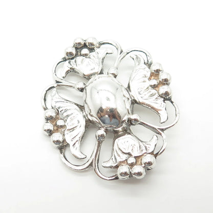 925 Sterling Silver Vintage Cross Floral Handcrafted Pin Brooch