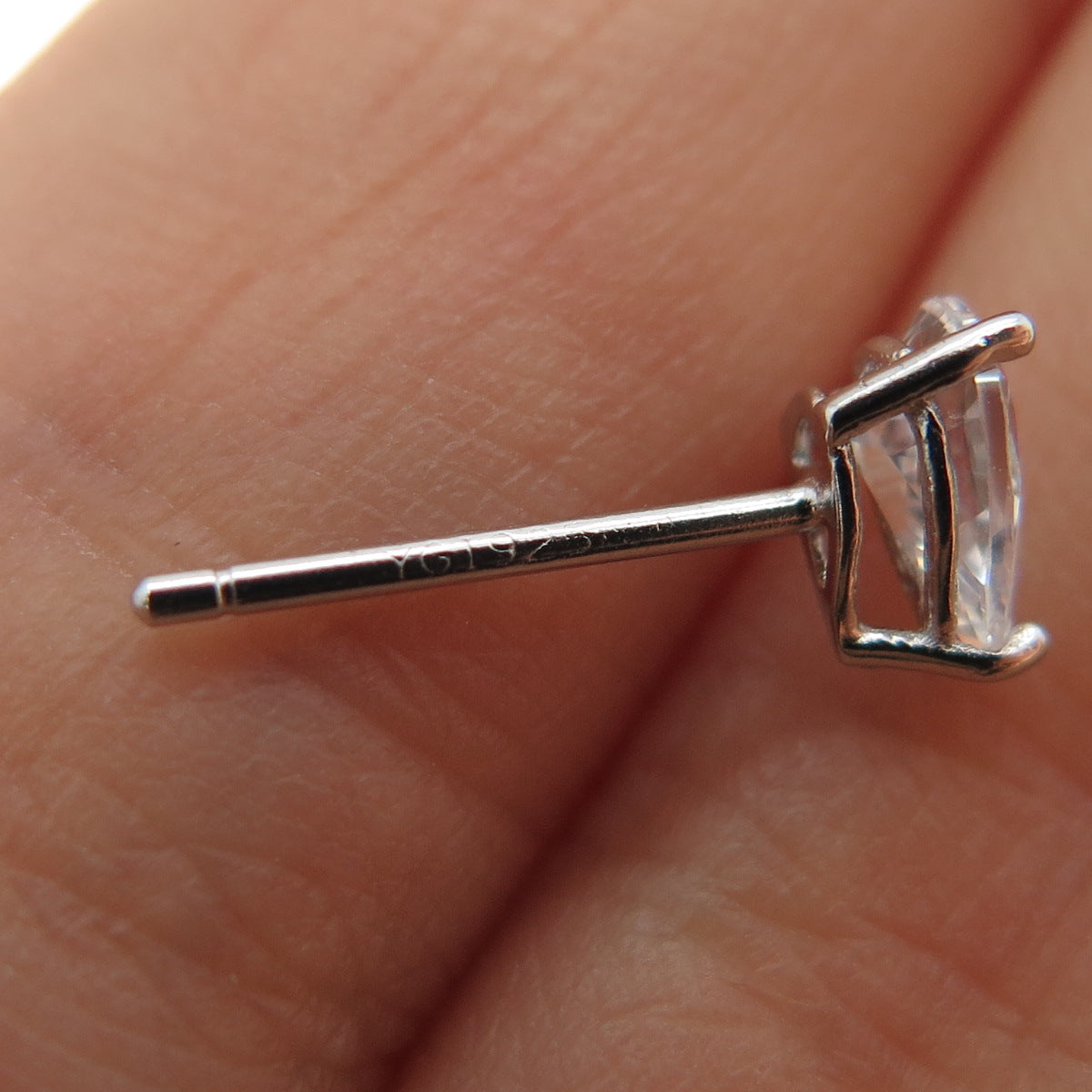 925 Sterling Silver Pear-Cut C Z Stud Earrings