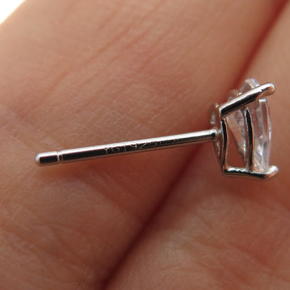 925 Sterling Silver Pear-Cut C Z Stud Earrings