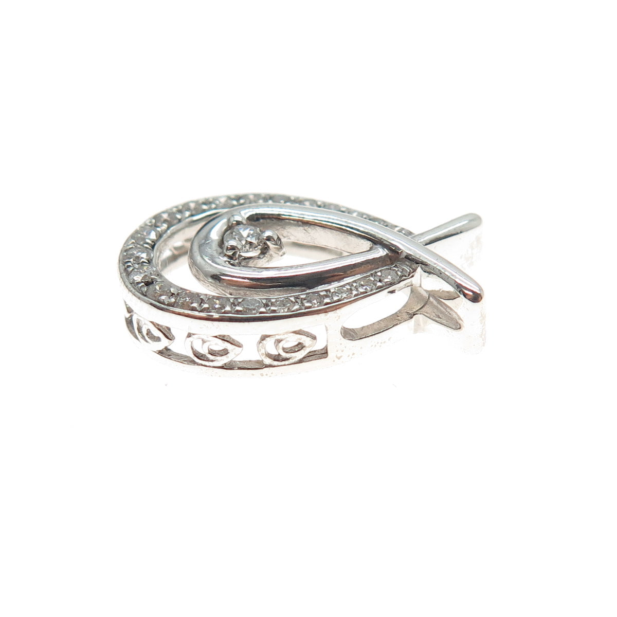 KENDRA SCOTT 925 Sterling Silver Real Round-Cut Diamond Mini Slide Pendant