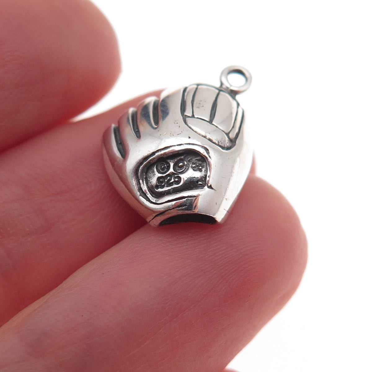 Jezlaine 925 Sterling Silver Vintage Baseball Glove Oxidized 3D Charm Pendant