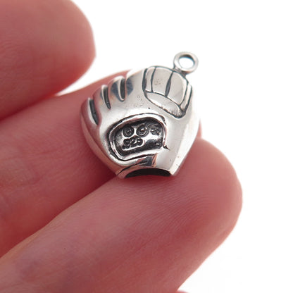Jezlaine 925 Sterling Silver Vintage Baseball Glove Oxidized 3D Charm Pendant