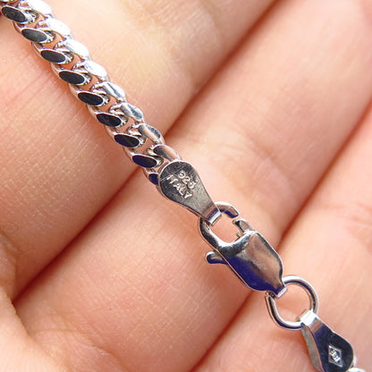 925 Sterling Silver Italy Cuban Chain Necklace 22"