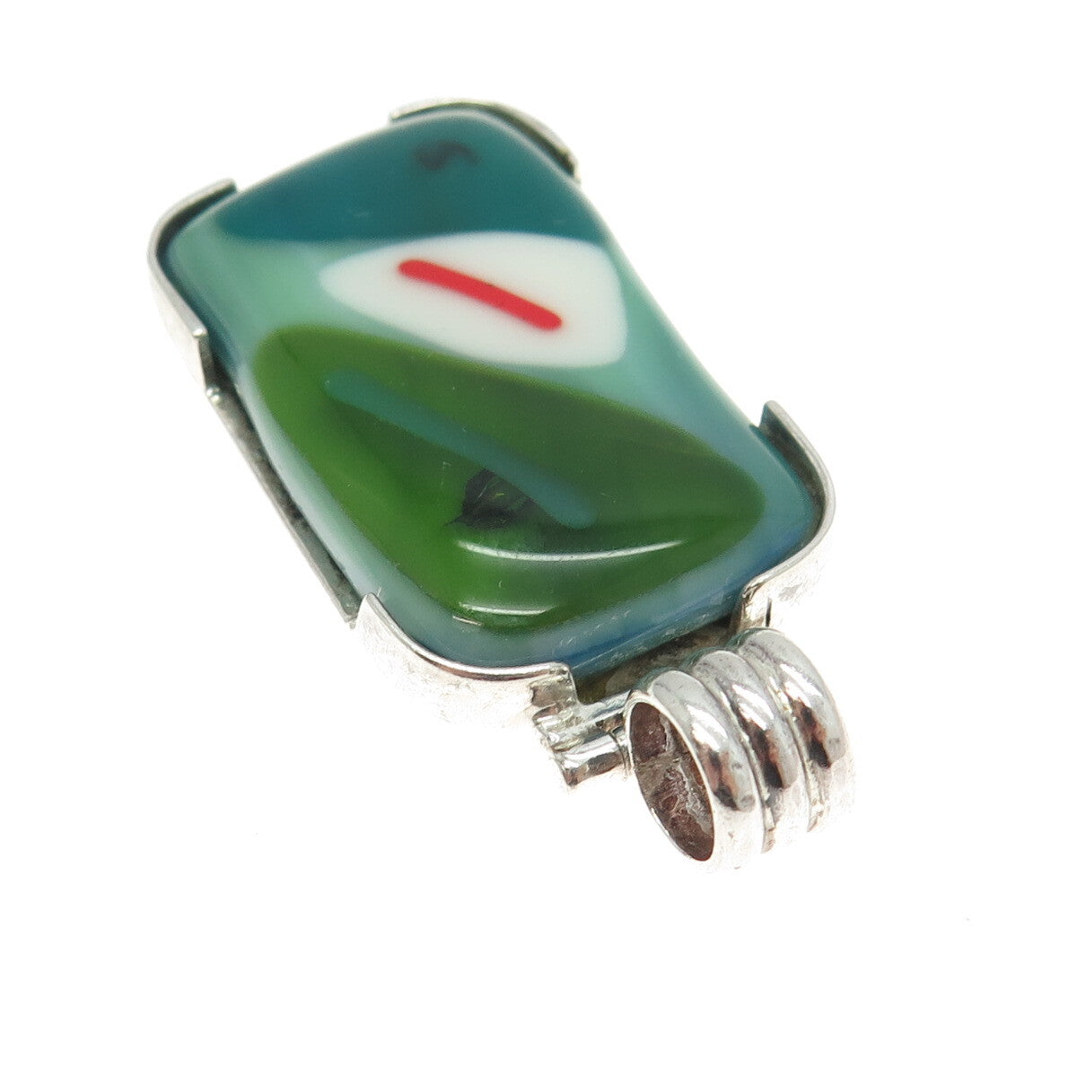 950 Silver Vintage Murano Glass Modernist Pendant