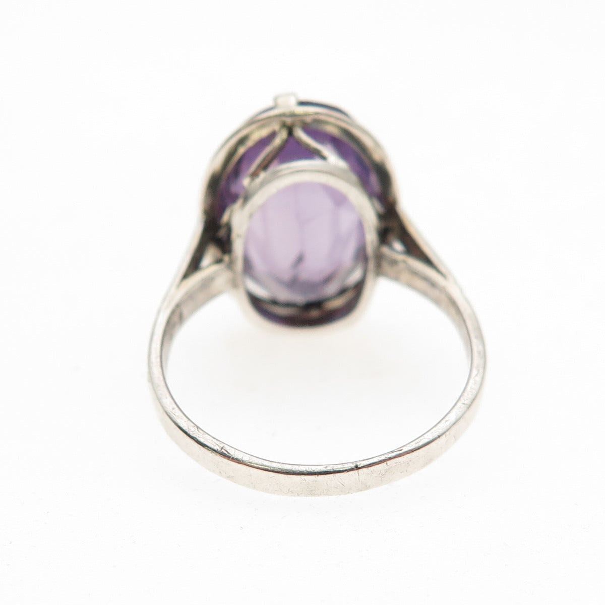 830 Silver Antique Art Deco Lab-Created Peacock Sapphire Ring Size 5.75