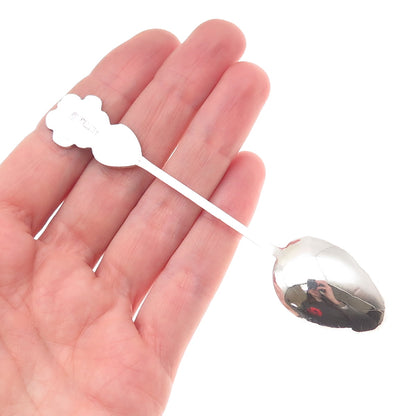 925 Sterling Silver Antique Chinese Fortune & Longevity Bamboo Coffee Spoon