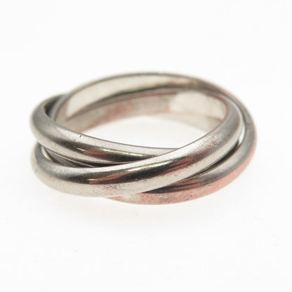 925 Sterling Silver Vintage Interlocked Trinity Oxidized Band Ring Size 8
