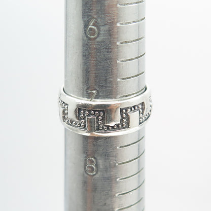 925 Sterling Silver Vintage Granulated Maze Band Ring Size 7.5