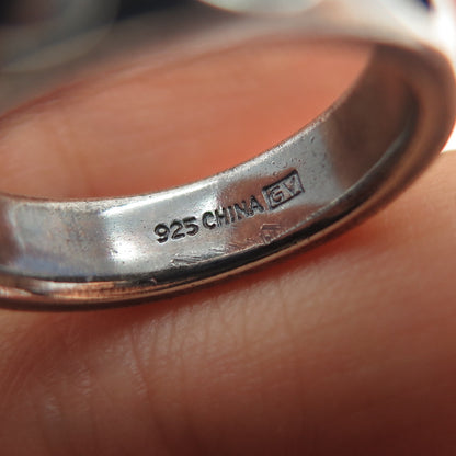 925 Sterling Silver Vintage Heart Oxidized All Around Band Ring Size 6