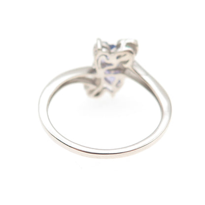 Chuck Clemency 925 Sterling Silver Real Tanzanite & Emerald Heart Ring Size 8