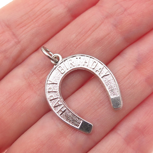 Rembrandt 925 Sterling Silver Vintage Happy Birthday Horseshoe Charm Pendant