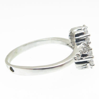 925 Sterling Silver Round-Cut Shaped C Z Bypass Ring Size 7.75