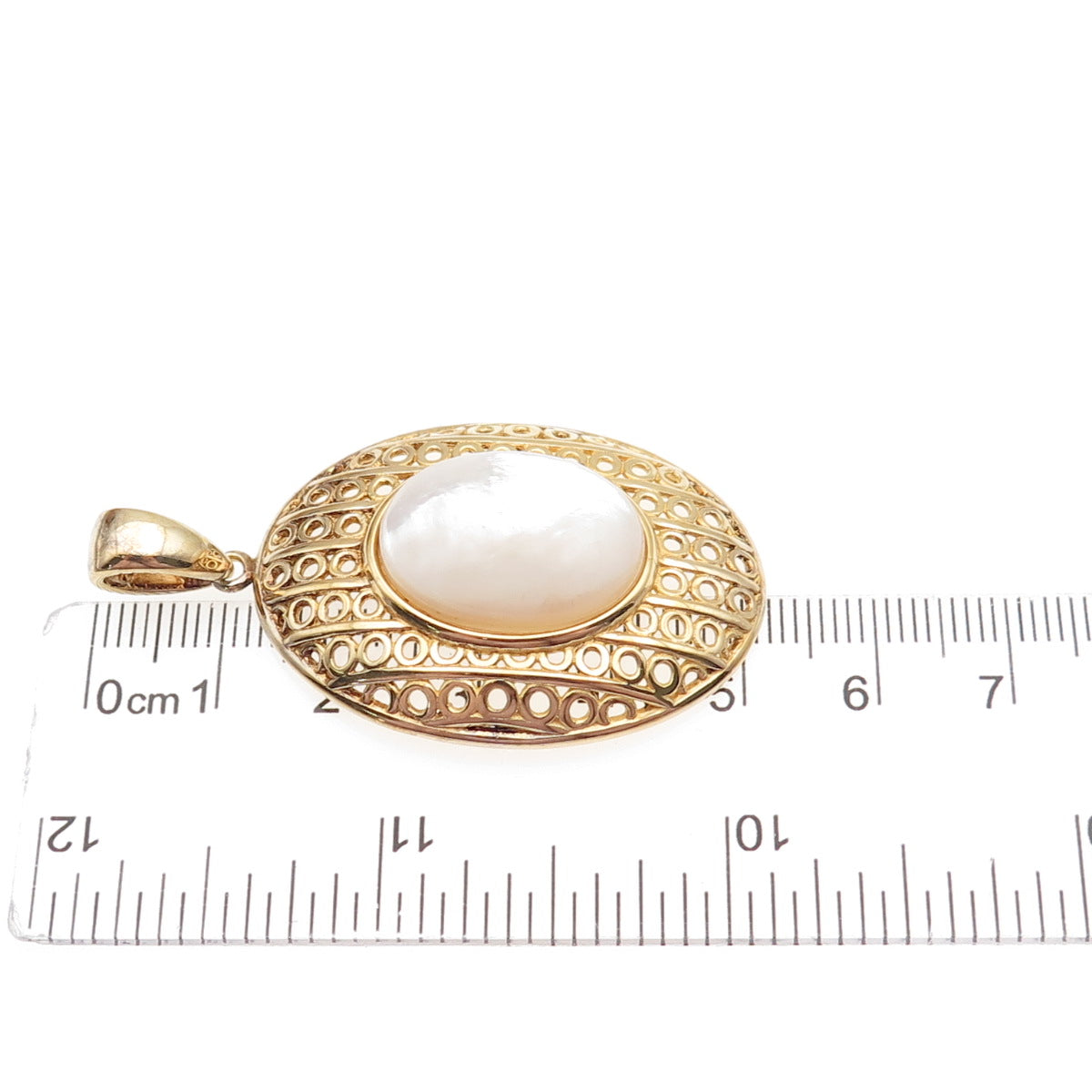 Gioielli Di Valenza 925 Sterling Silver Gold Plated Italy Real MOP Charm Pendant