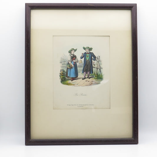 ANTIQUE End XIX Hand-Colored Lithograph Bei Bozen Tyrol C.A. Czichna