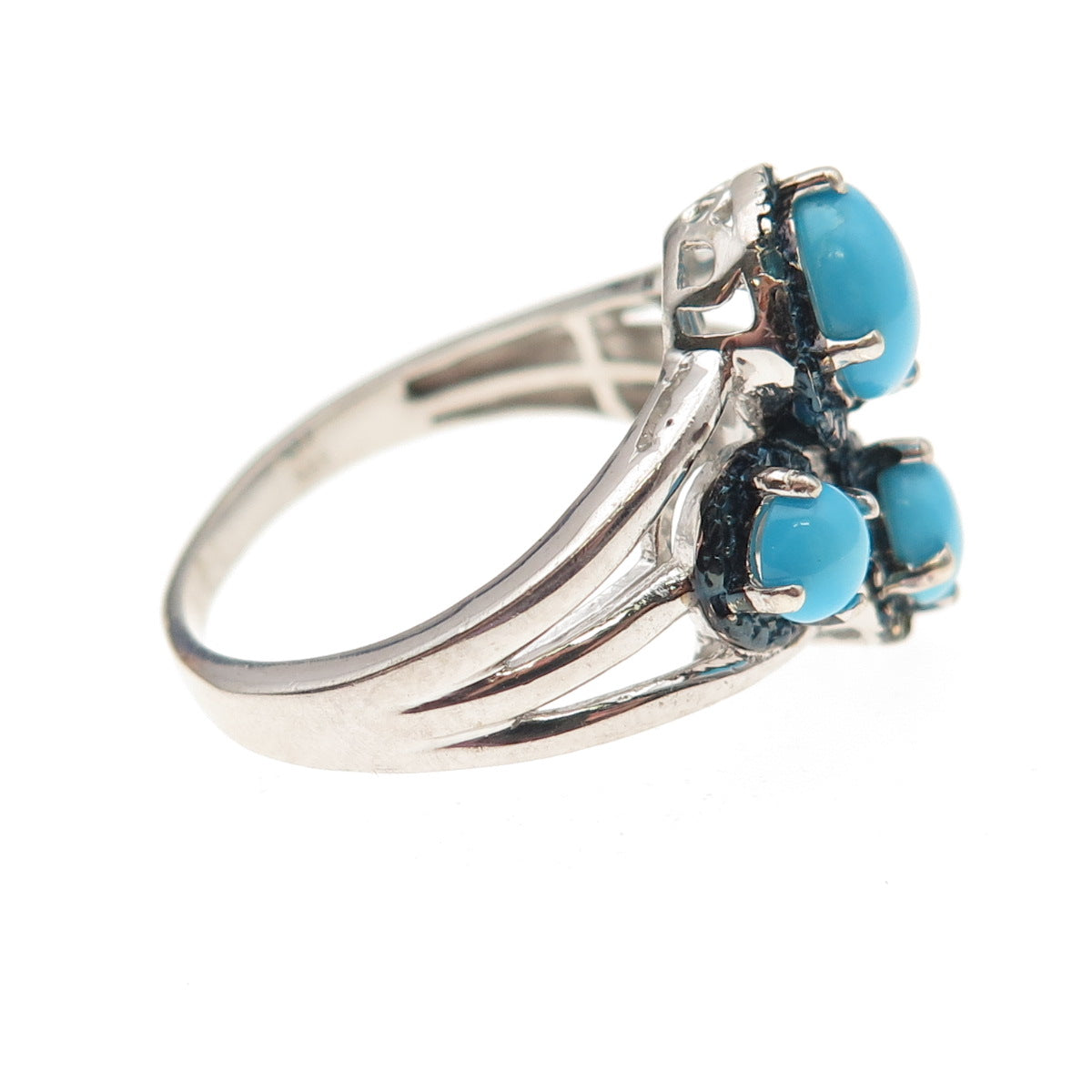Chuck Clemency 925 Sterling Silver Real Diamond & Turquoise Ring Size 8.25