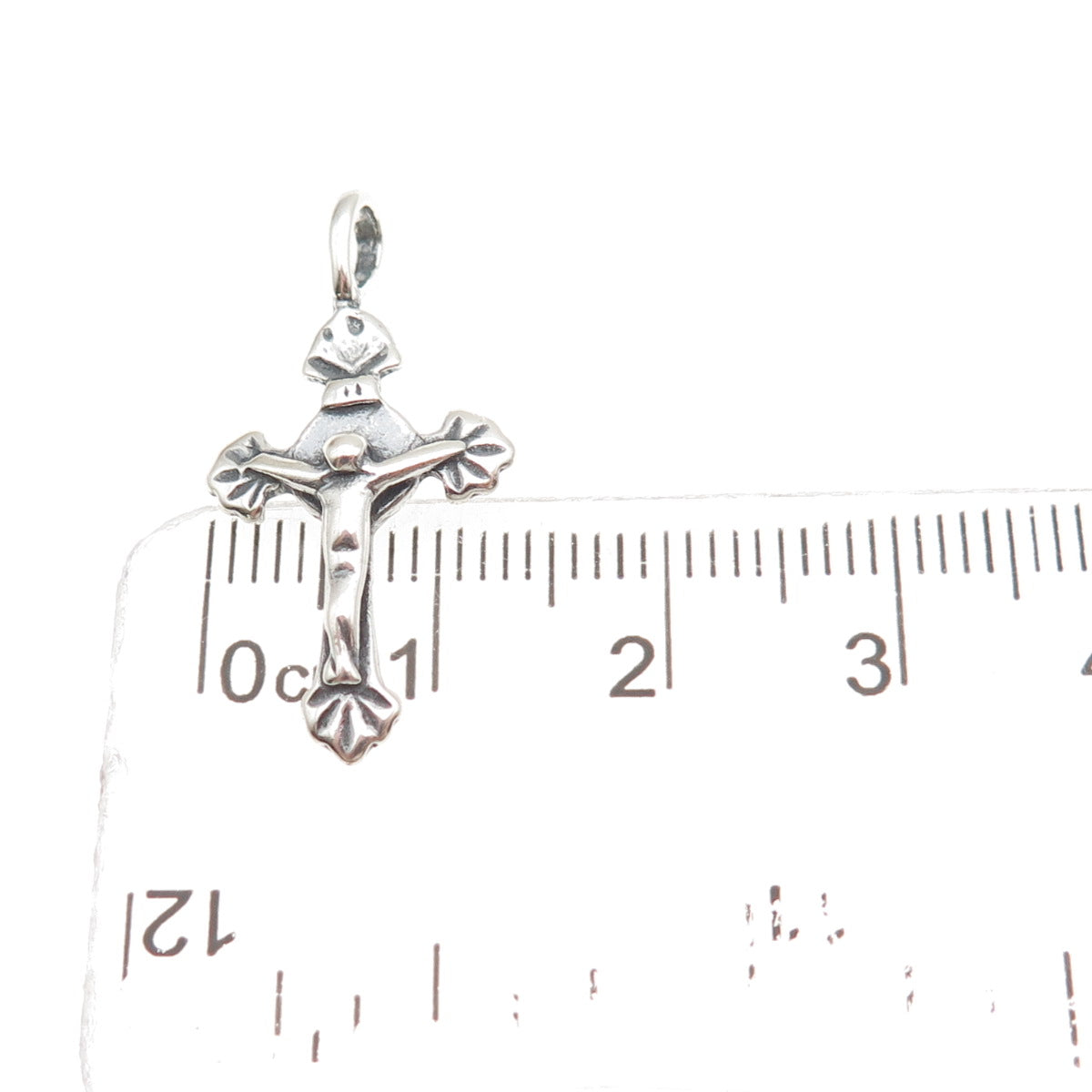 925 Sterling Silver Vintage Crucifix Cross Religious Oxidized Charm Pendant