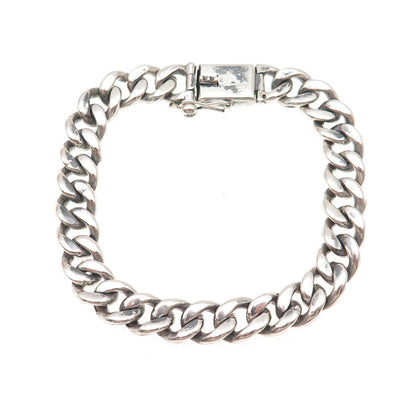 900 Silver Vintage Cuban Link Oxidized Bracelet 7"