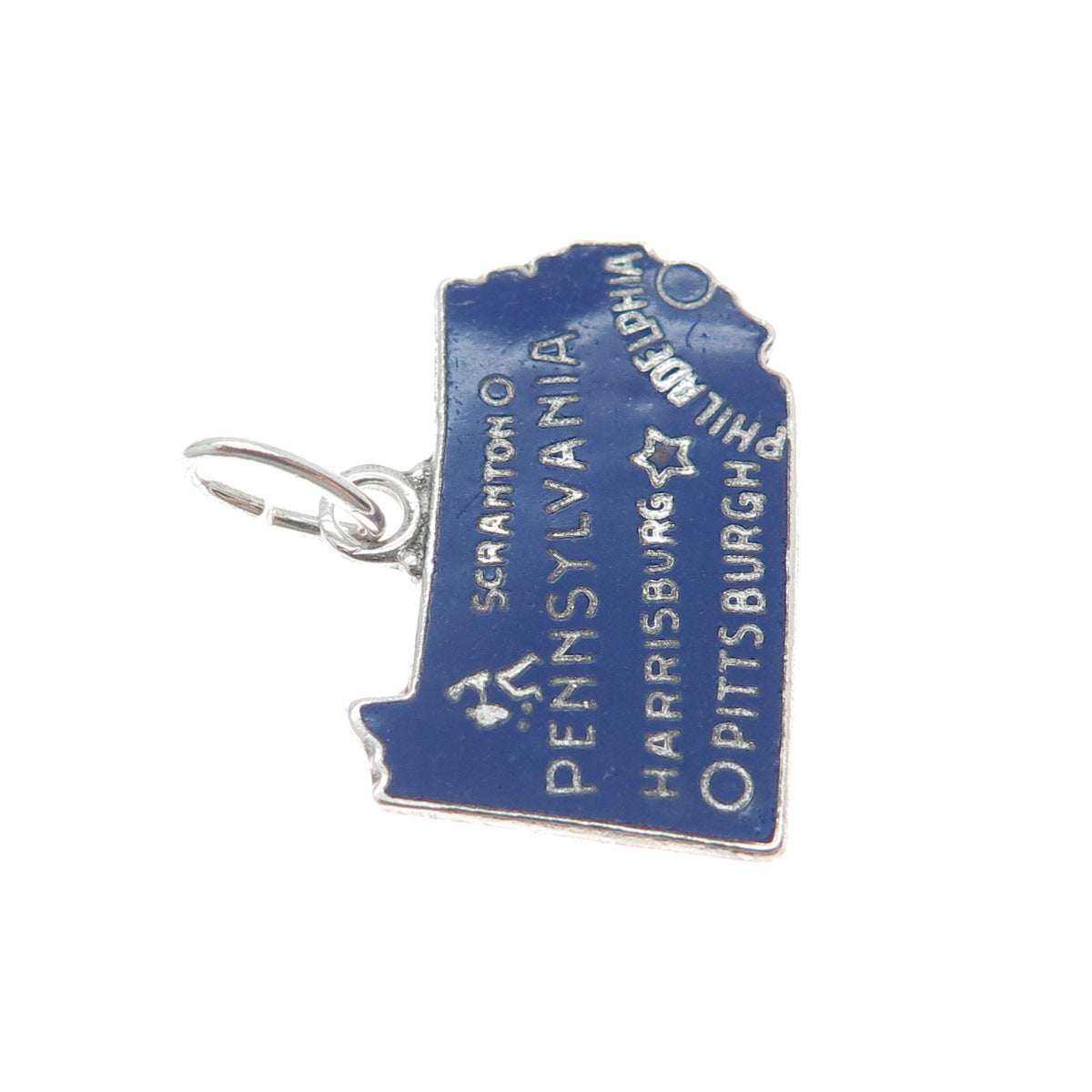 925 Sterling Silver Vintage Enamel Pennsylvania State Minimalist Charm Pendant