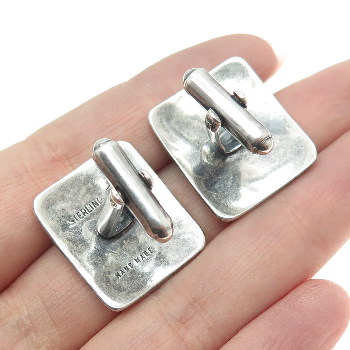 LITTLE BERT KING CO. 925 Sterling Silver Vintage Southwestern Handmade Cufflinks