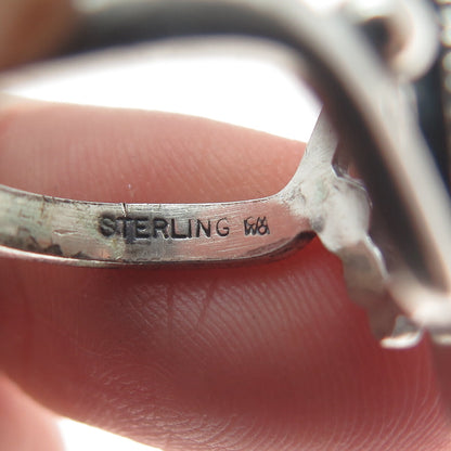 WHEELER MFG CO 925 Sterling Silver Vintage Hematite Gem Twisted Ring Size 6.5