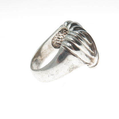 RON RIZZO 925 Sterling Silver Vintage Modernist Heart Oxidized Ring Size 6.5