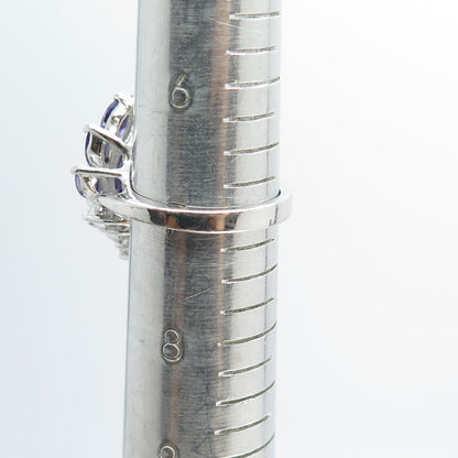 925 Sterling Silver Purple & White C Z Ring Size 7