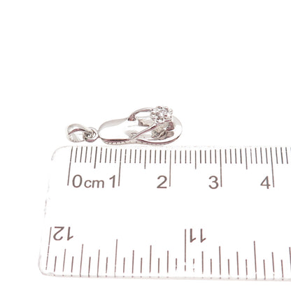 925 Sterling Silver Round-Cut C Z Flip Flop Mini Charm Pendant