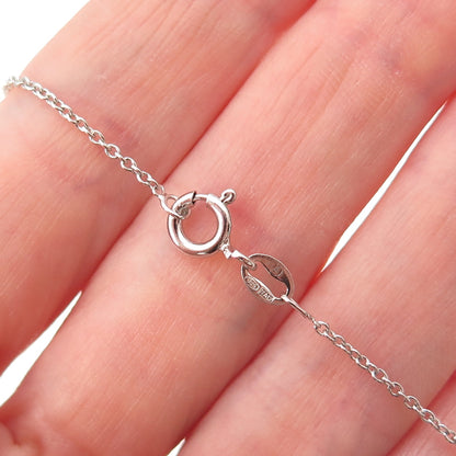 925 Sterling Silver Real Black & White Diamond Heart Cable Chain Necklace 18"