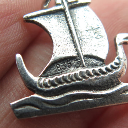 835 Silver Vintage Scandinavian Drakkar Viking Ship Charm Pendant