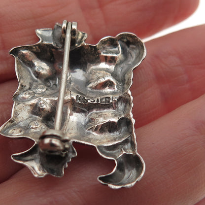 Beau 925 Sterling Silver Vintage Cat Couple Oxidized Pin Brooch