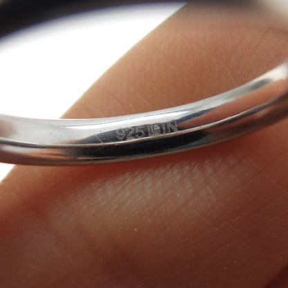 925 Sterling Silver Real Round-Cut Approx. 0.8ct Black Diamond Ring Size 6