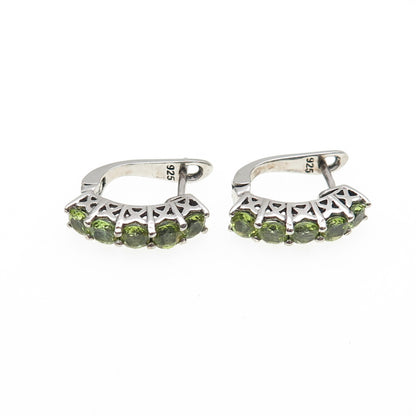 925 Sterling Silver Real Round-Cut Peridot Earrings