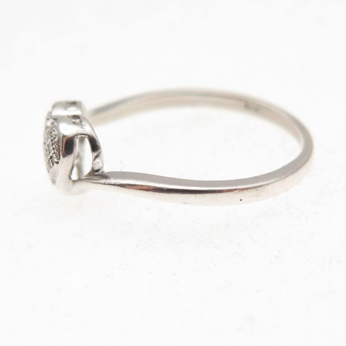 Charles Winston 925 Sterling Silver Real Round-Cut Diamond Heart Ring Size 7