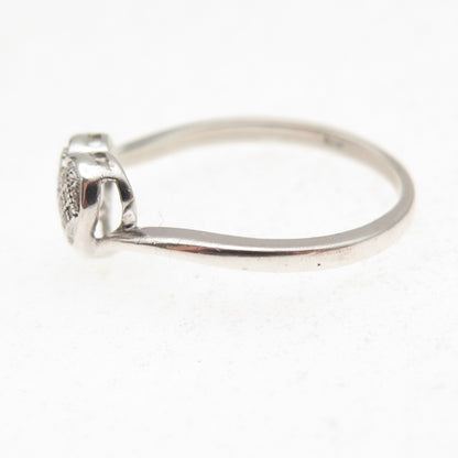 Charles Winston 925 Sterling Silver Real Round-Cut Diamond Heart Ring Size 7
