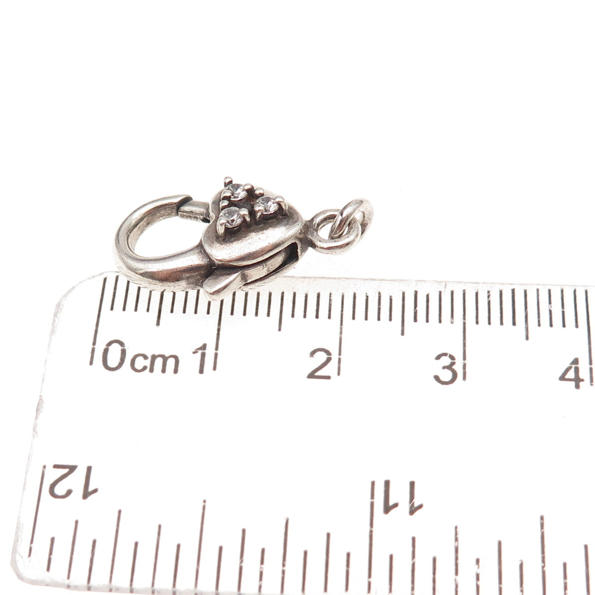 925 Sterling Silver Vintage C Z Bracelet / Necklace Heart Lobster Lock Clasp