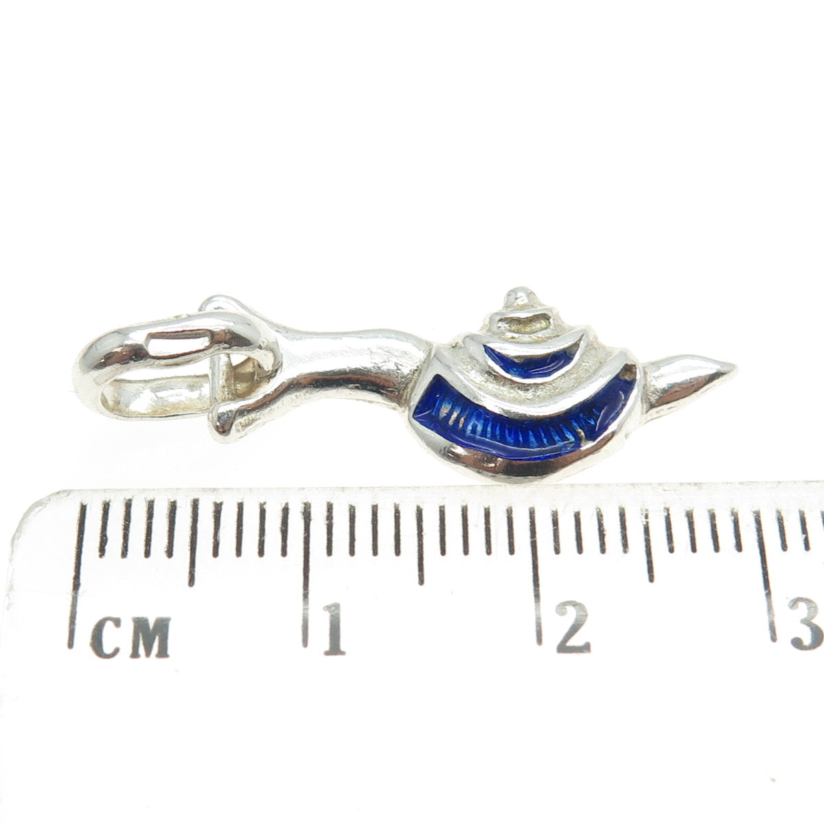 925 Sterling Silver Vintage Enamel Snail Pendant