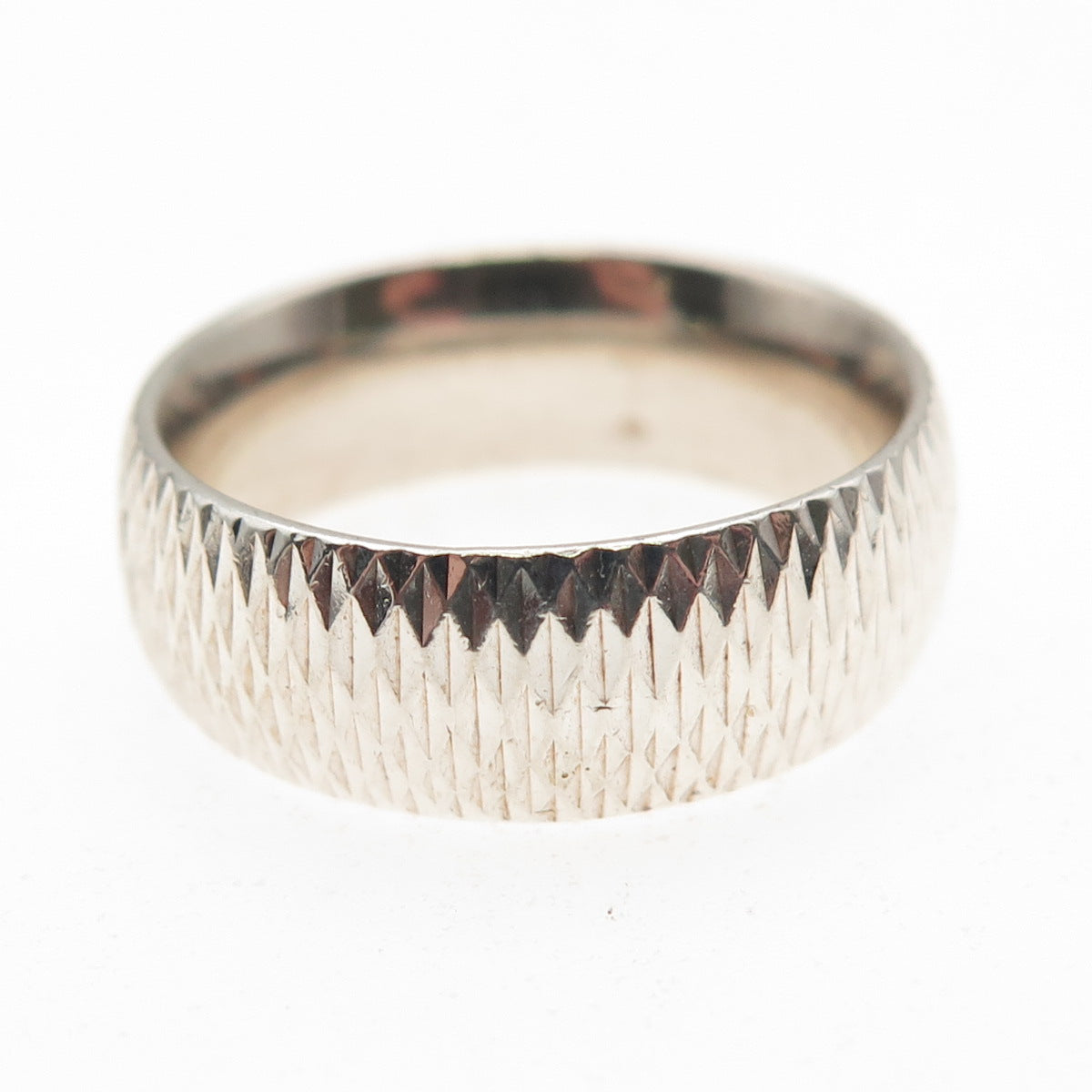 925 Sterling Silver Vintage Diamond-Cut Band Ring Size 7