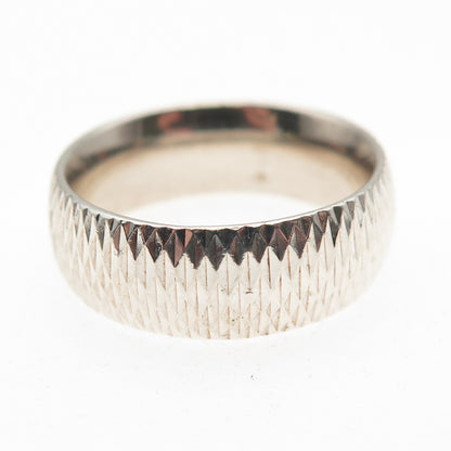 925 Sterling Silver Vintage Diamond-Cut Band Ring Size 7