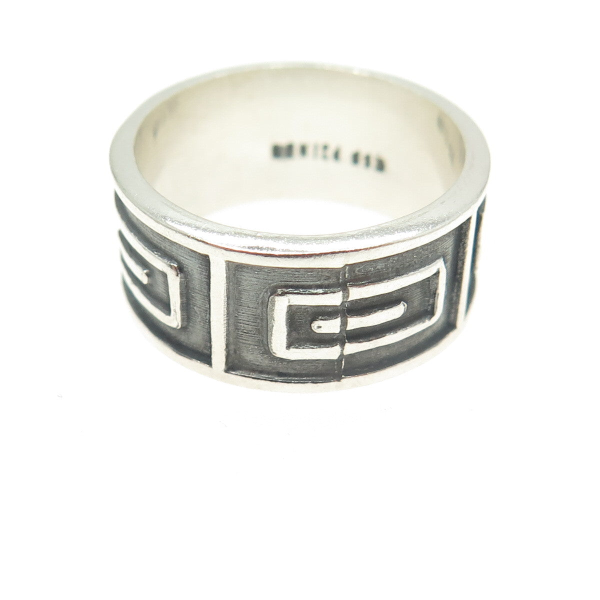 925 Sterling Silver Vintage Mexico Ethnic Band Ring Size 7.75