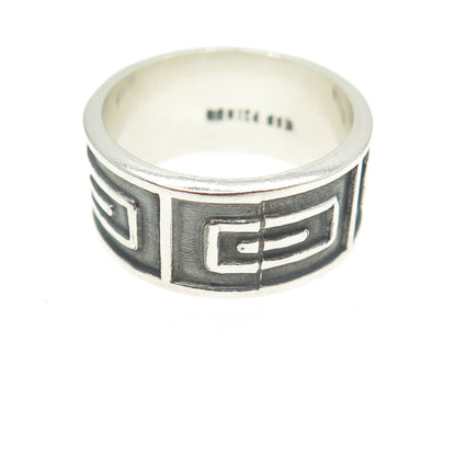 925 Sterling Silver Vintage Mexico Ethnic Band Ring Size 7.75