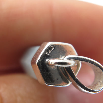 925 Sterling Silver Vintage Real Milky Aquamarine Amulet Charm Pendant