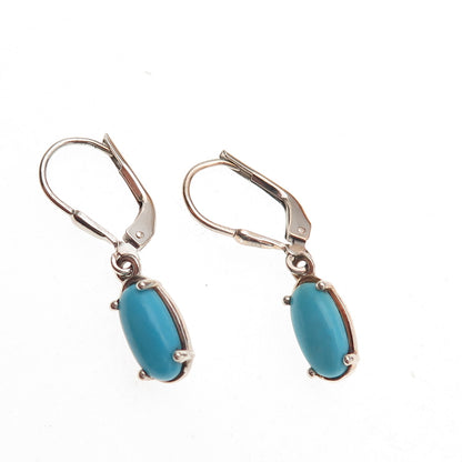 D'Joy 925 Sterling Silver Real Sleeping Beauty Turquoise Dangle Earrings