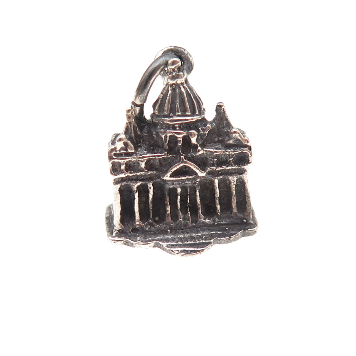 800 Silver Antique Art Deco St. Peter's Basilica Oxidized Charm Pendant